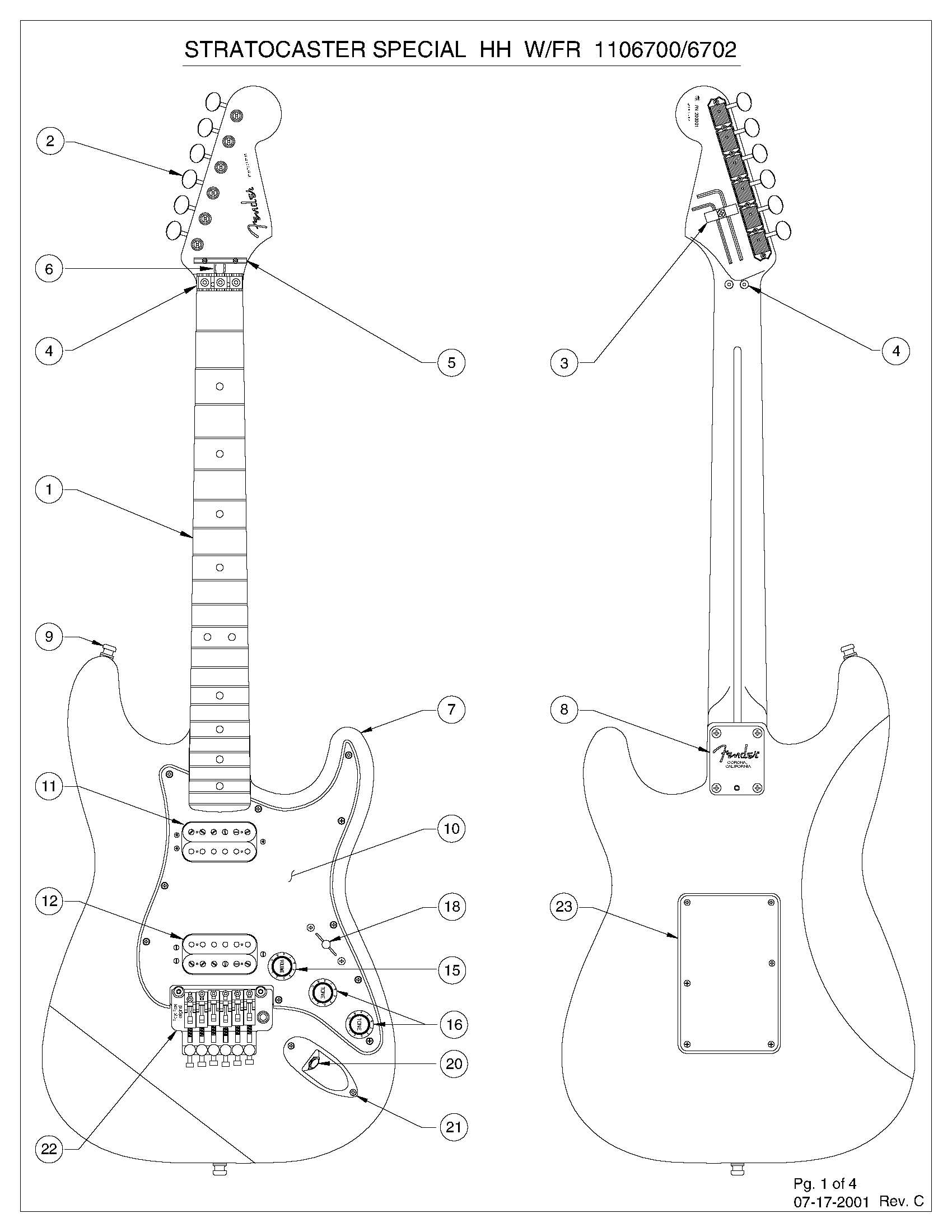 Stratocaster Special Hh Floyd Rose Service Manual 110670 · Customer 