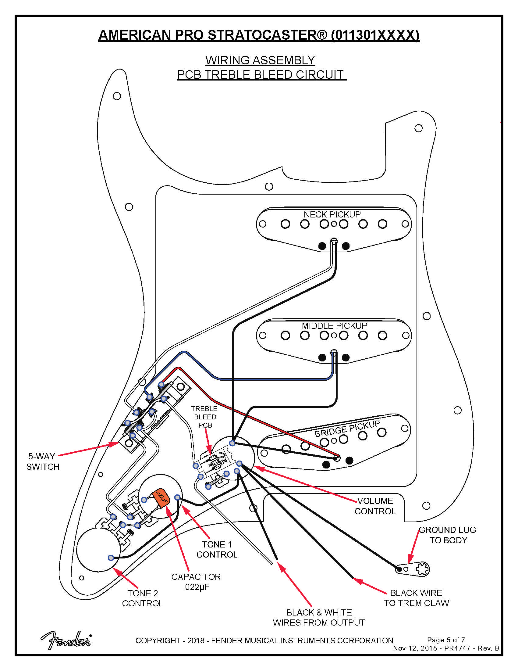 Fender American Pro Stratocaster 011301 Service Manual · Customer Self ...