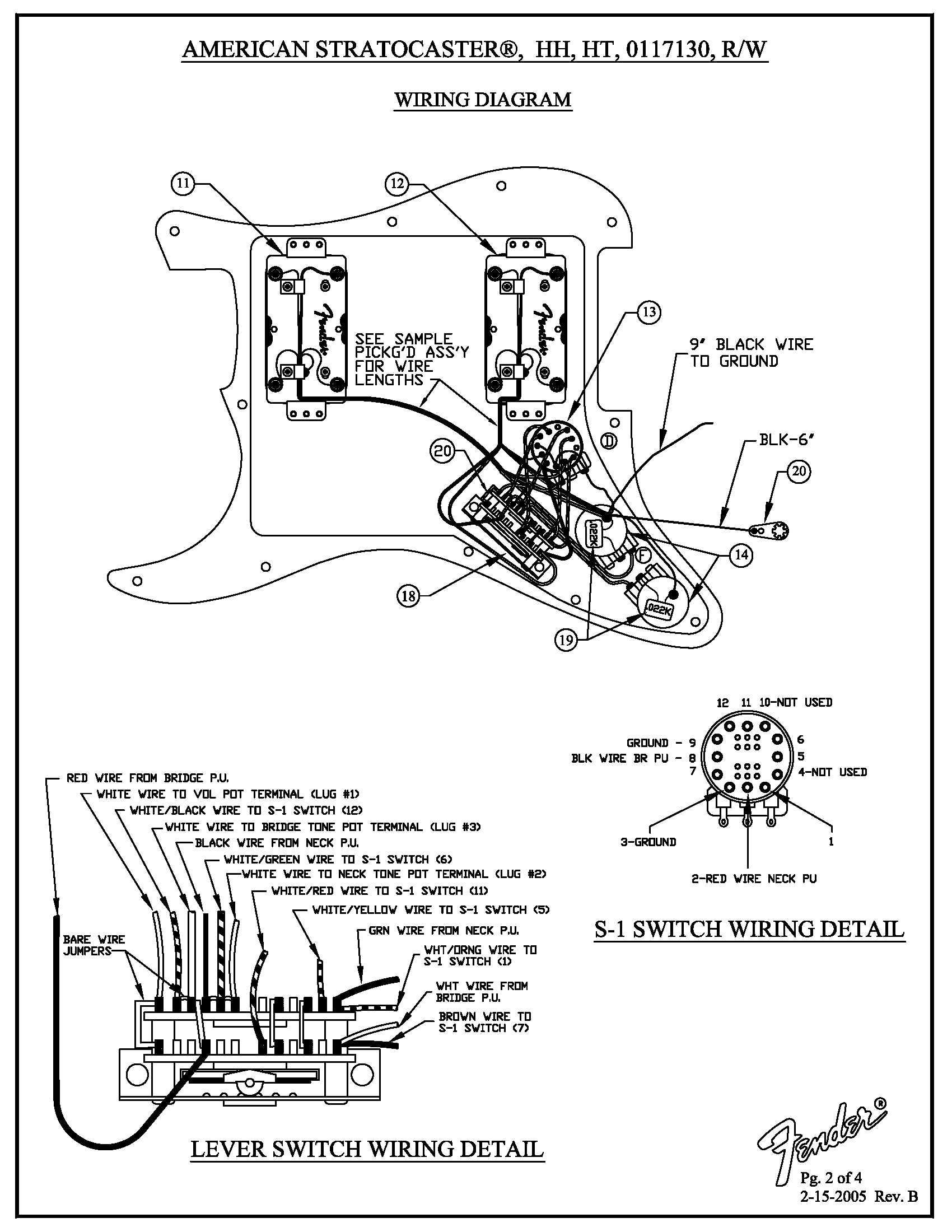 American Stratocaster Wiring Diagram 0117130 RW · Customer Self-Service