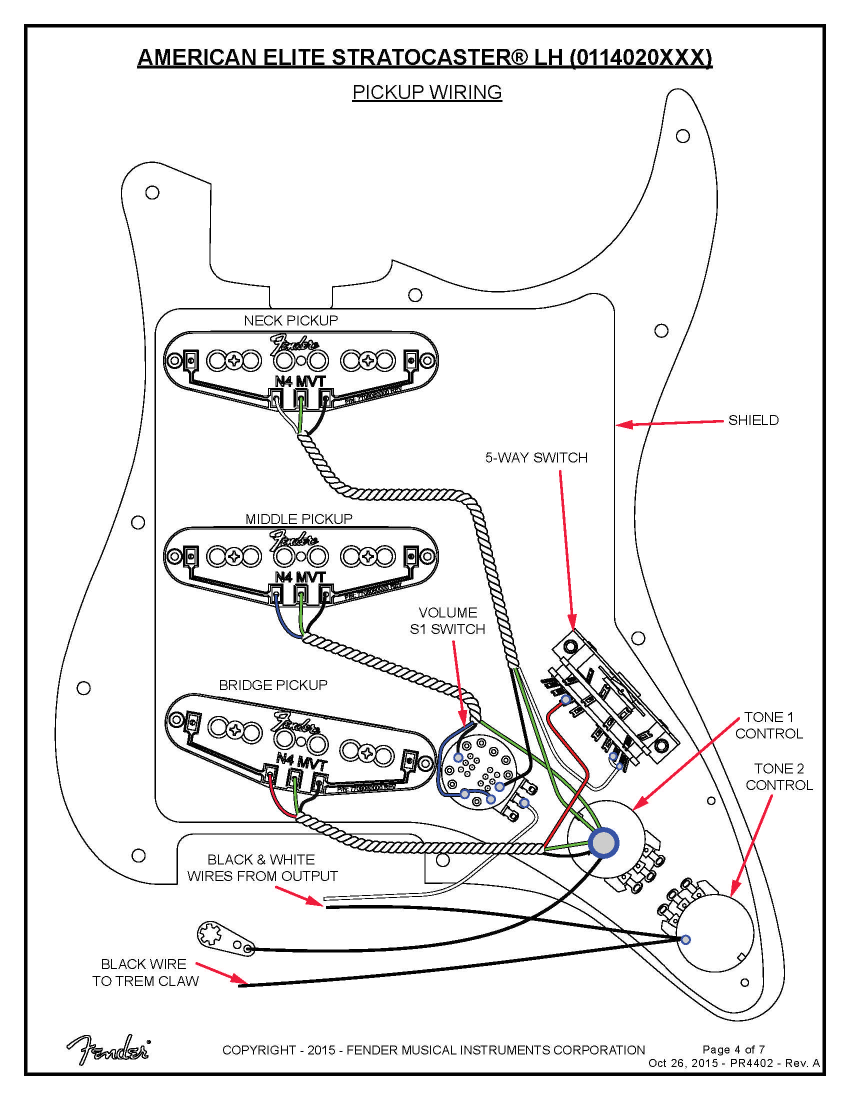 Fender American Elite Stratocaster LH 0114020 Service Manual · Customer ...