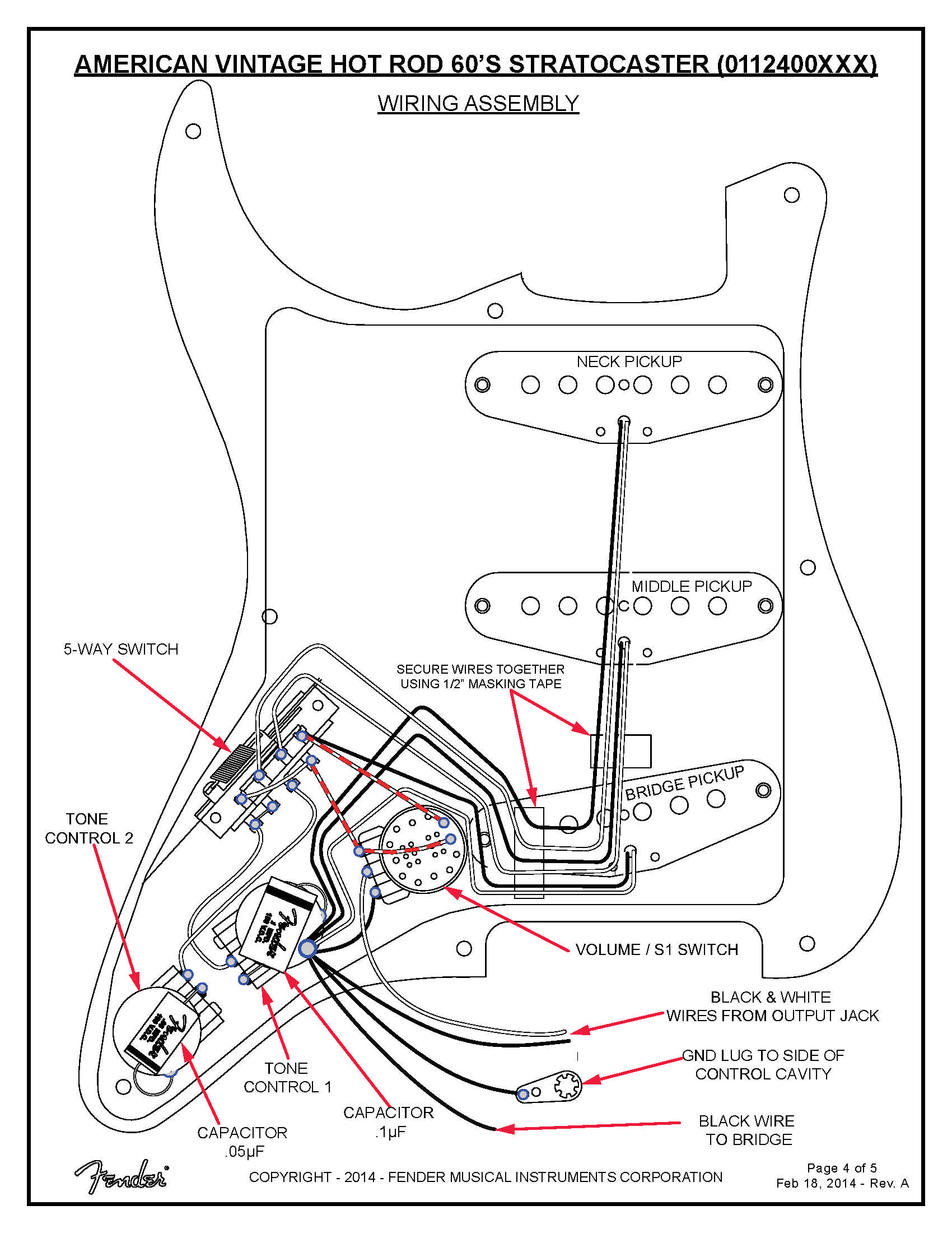 Fender American Vintage Hot Rod 60s Strat 0112400 Service Manual ...