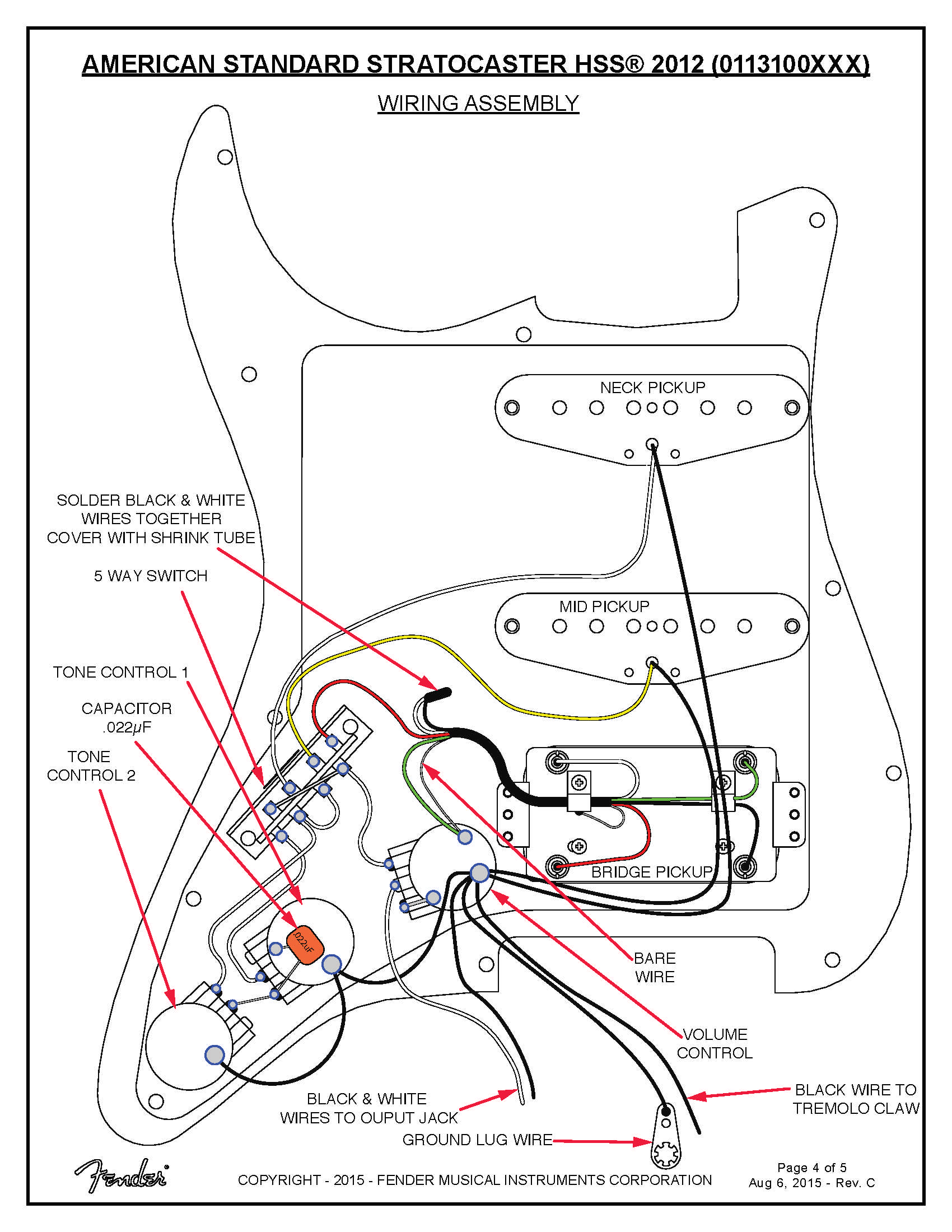 Fender American Standard Stratocaster HSS 0113100 Service Manual ...