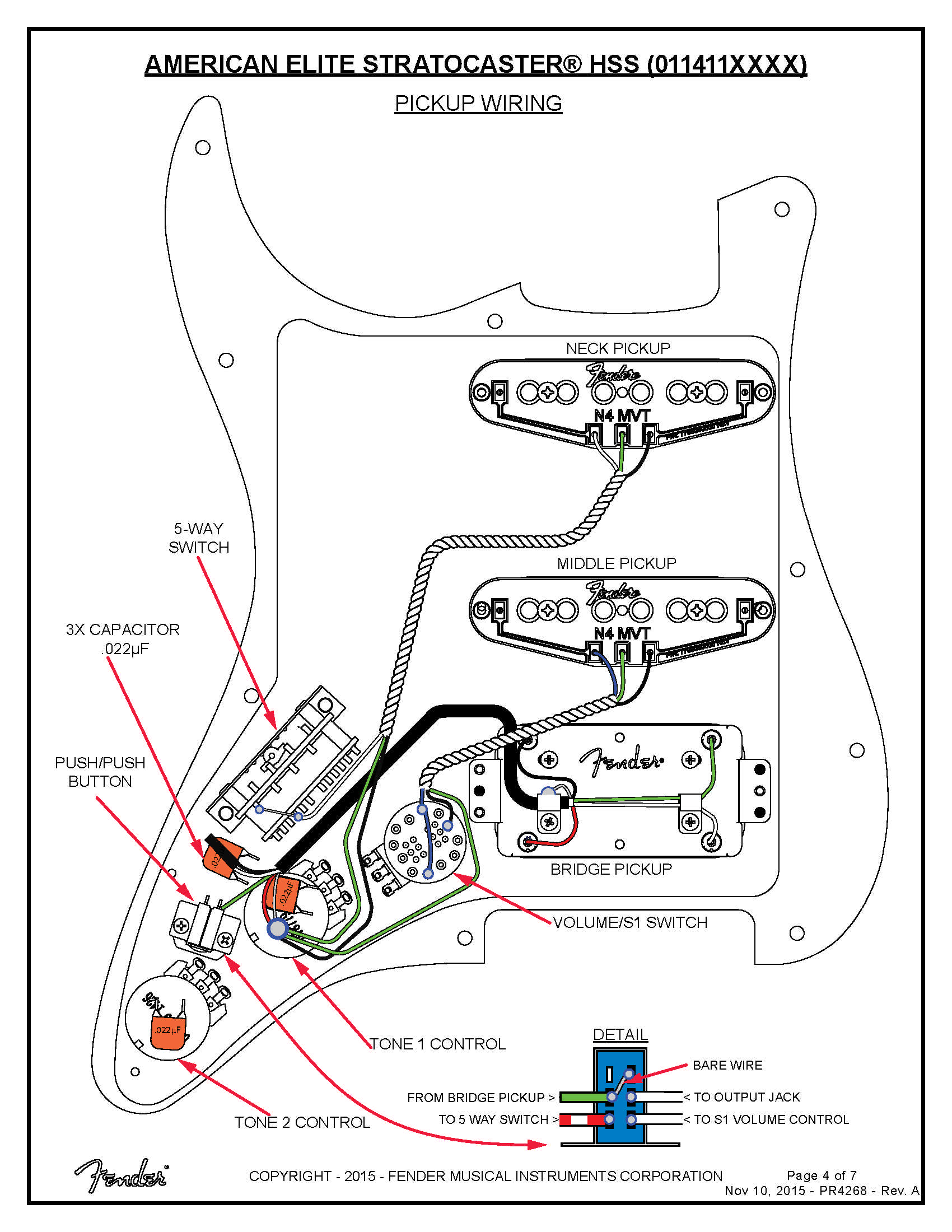 Fender American Elite Stratocaster HSS 011411 Service Manual · Customer ...