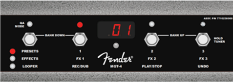 How do I use the MGT-4 4-Button footswitch with the Mustang GT